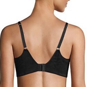LE MYSTERE Black Satin and Lace Trim Bra Size 34C